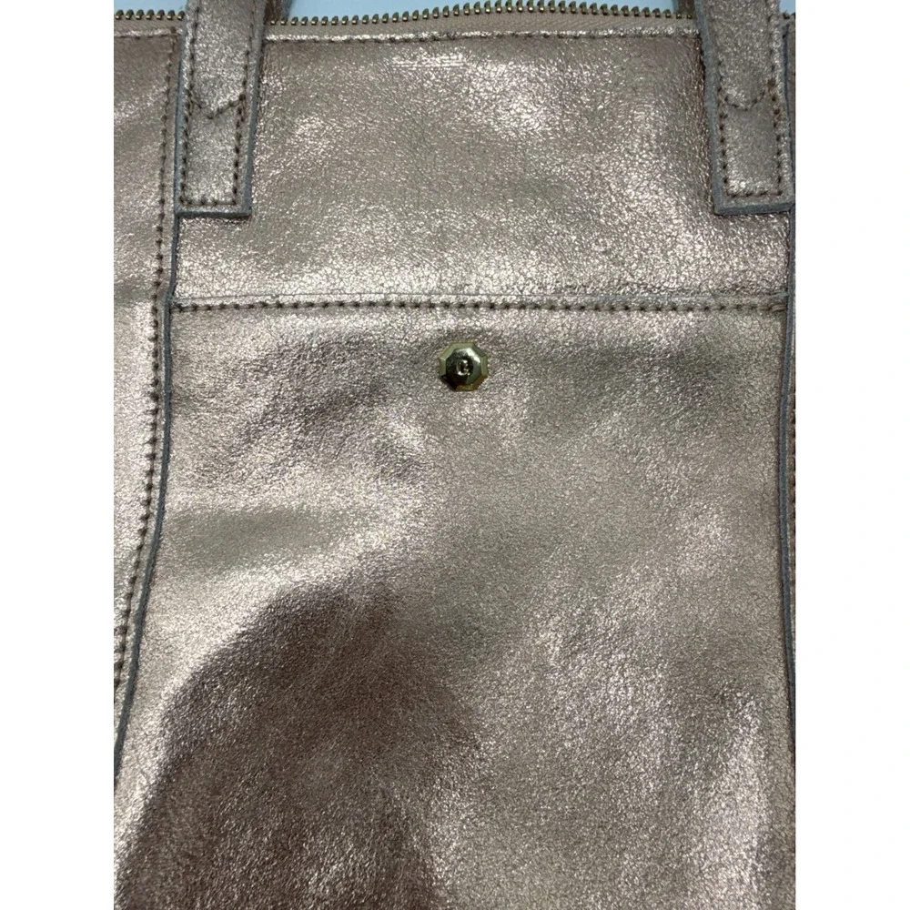 GIGI New York Metallic Rose Gold Leather Tote Crossbody Bag Gold Hardware EUC